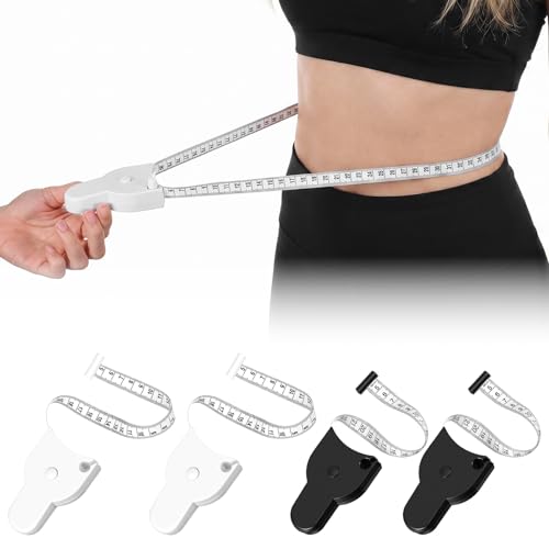 4 PCS Tape Measure Body, 150cm Retractable Body Arm Measuring Tape | for Weight Loss Fitness Waist Hip Arms, Portable Tapes Measure for Sewing Clothing Fabric(Black & White)
