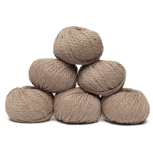 100% Baby Alpaca Yarn 6 Skeins 300g Bulky Weight Knitting Crochet Beige | Made in Peru with natural warmth and softness featuring 324yd of premium fiber ideal for scarves shawls sweaters and more - color: Beige, size: Bulky - 6 Skeins