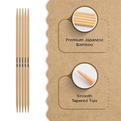 Knitter’s Pride Bamboo Luxe Double-Pointed Needles 8"" (20cm) – US Size 7 (4.5mm) - size: 4.50mm