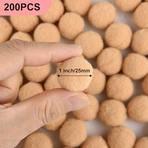 ANPUNAT 200 Pcs Craft Pom Poms 1 Inch Felt Balls DIY Art Creative Crafts Projects and Decoration(Light Khaki) - color: Light Khaki