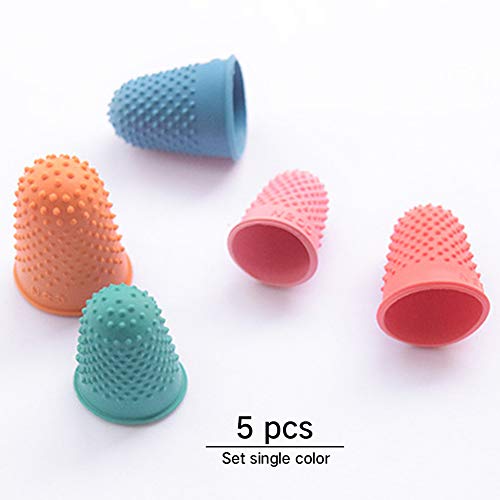 Thimble 5Pcs Craft Finger Tip Sewing Counting Protector Quilter Needlework Cone Rubber(Pink)