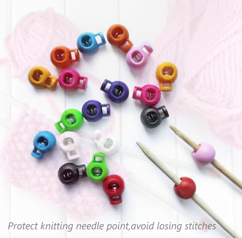 20Pcs Knitting Needle Stoppers, Needle Point Locks, Plastic Stitch Stoppers, Single Hole Spring Toggle Stopper Knitting Accessories(Circle) - size: Circle