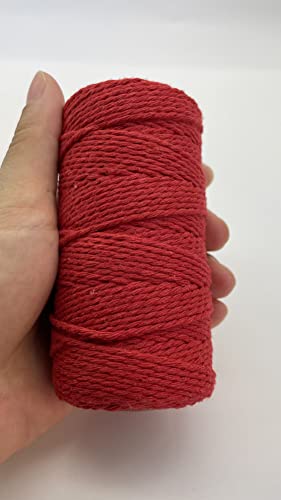 (109 Yards/1.5mm/35 Colors Optional) Macrame Cord Craft Macramé Cotton Baker Twine Craft Making Knitting Cord Rope DIY Wedding Decor Supply Christmas Wrapping String Rope (Red&1.5mm) - color: Red