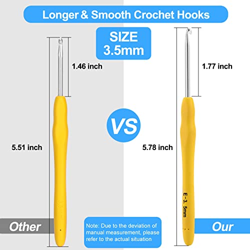 Vodiye Professional Extra Long 3.5mm Crochet Hooks Set, Ergonomic Handle, Perfect for Beginners and Experienced Lovers - size: 1pc - 3.5mm