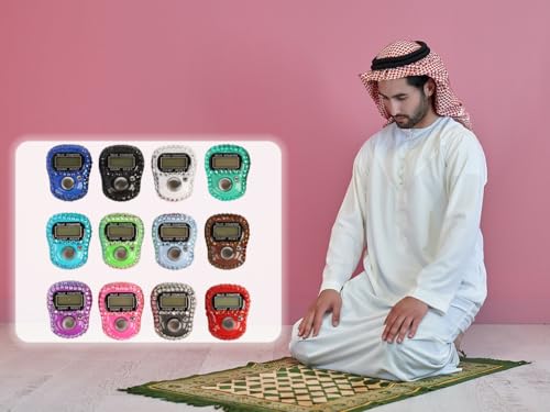 Anlising Electronic Finger Counter, 12 Pieces Electronic Handheld Tally Counter, Digital Electronic Tasbeeh Counters, Manual Digital Clicker, for Row People, Score, Inventory, Store (12 Colors)