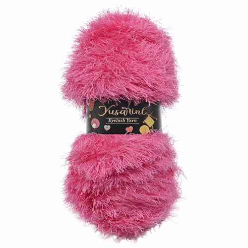 (23 Colors Available) Yusarinl Eyelash Yarn Fluffy 100% Polyester 3,35oz 130 Yards, Fun Fur Yarn for a Border, toy's Hair or Beard-Sunset Pink - color: Sunset Pink, size: 1 Skein