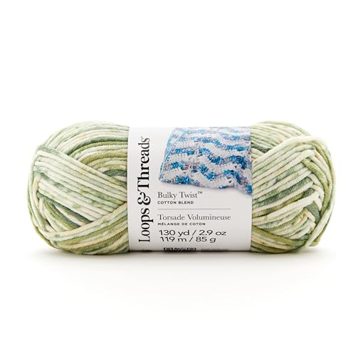 Loops & Threads Green Bulky Twist Multi Yarn – Bulky Weight Yarn for Knitting, Crochet, Weaving, Arts & Crafts, 15 Pack - color: Green