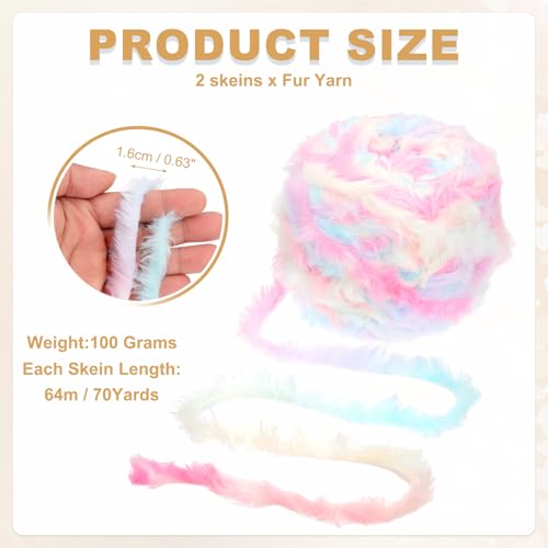 PATIKIL 70 Yards Fur Yarn, 2 Skeins 100 Grams Soft Plush Fluffy Chunky Polyester Faux Fur Eyelash Yarn for Crocheting Hand Knitting Blanket Hats Crochet Crafting, Cherry Blossom White - color: Cherry Blossom White