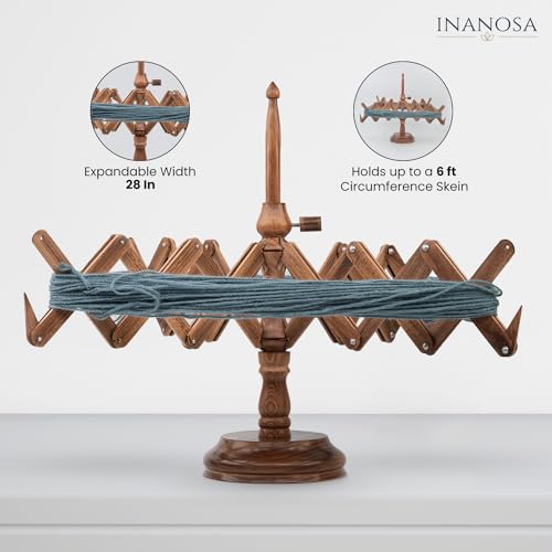 Handcrafted Jumbo Yarn Winder for Crocheting Set - Yarn Ball Winder Large Capacity with Anti-Slip Foam Base, Perfect Yarn Winder and Swift for All Yarn - Antique Beechwood (Winder + Swift) - color: Antique Beechwood (Winder + Swift)