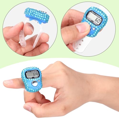 Simgoing Electronic Finger Clicker Counter, Rhinestones Tally Tasbeeh Counter Gifts for Prayer Islamic Golf Counting Goods Lap Knitting Bling Accessories - color: Multicolor