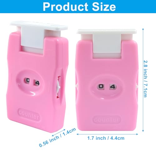 Kemcatui Knitting Counters, Pink, 2 Pieces | Plastic, Portable, Stitch and Row Counter, For Crochet, Yarn Crafts, and Needlework - color: pink