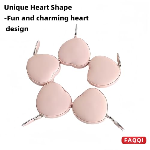 Pink Heart-Shaped Retractable Tape Measure, 60 in / 150 cm | Dual-Sided Scale, Compact Case, For Tailoring, Sewing, Crafting, Fitness And Body Measurements