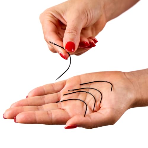 Big Kizzy C Curve Weaving Needles for Sew in Weft Extensions (5 pcs) | Easily Sew in Human Hair Extensions, Wigs, and Hair Pieces