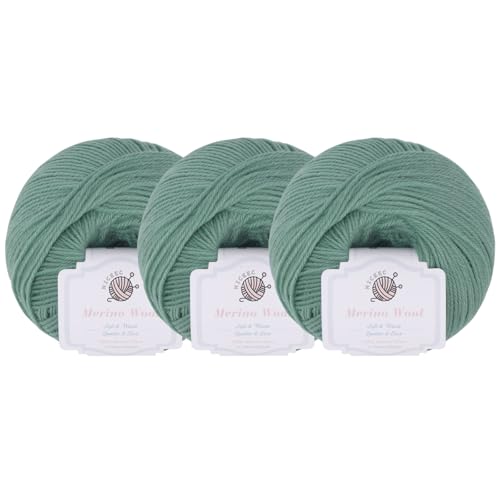NICEEC 3 Skeins Soft Merino Wool Yarn- Light Green | Soft & Warm, Finger Weight, Woolen Yarn for Crochet & Knitting, Total 5.3oz/606yds - color: Light Green