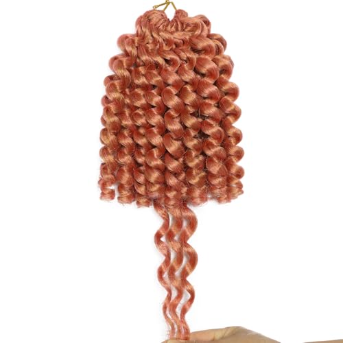 Rose Golden Deep Pink Crochet Hair 60 Strands 2X Ringlet Wand Curl Jamaican Bounce 8 inch Synthetic Pre Looed Crochet Hair Extensions Crochet Braiding Hair 20 Roots (8Inch (Pack of 3), Pink) - color: Pink, size: 8 Inch (Pack of 3)