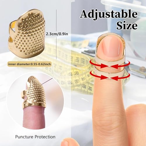 Sewing Thimble, Finger Protector for Hand Sewing, Quilting & Needlework, Comfortable Fit, Essential Sewing Accessory Safety Use - color: 1 Golden S