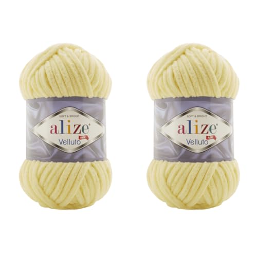 Velluto Yarn 100% MicroPolyester Baby Blanket Velvet Lot of 2 skn 150 Yards 2x100gram, Yarn Weight:Super Bulky (13 - Yellow) - color: 13 - Yellow