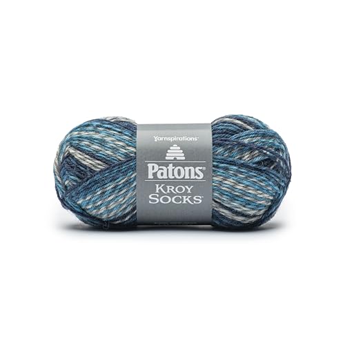 Patons Kroy Socks Sing'n The Blues Stripes Yarn - 6 Pack of 1.75oz/50g - Blended Fiber - Gauge# 1-166 Yards - Knitting, Crocheting & Crafts - color: Sing'n The Blues Stripes