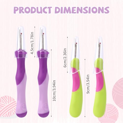 2pcs Seam Ripper for Sewing, Stitch Remover Tool Thread Puller Cutter for Hand Sewing Knitting Embroidery Cross Stitching Fabric Crafts Needlepoint Accessories Supplies Essentials (Purple & Green)
