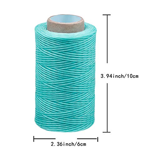 284Yards Leather Sewing Waxed Thread, 0.8mm Waxed Thread for Bookbinding | Waxed Thread for Bookbinding, Upholstery Thread Heavy Duty, Wax String for Leather Craft DIY/Bookbinding/Shoe Repairing - color: Aquamarine