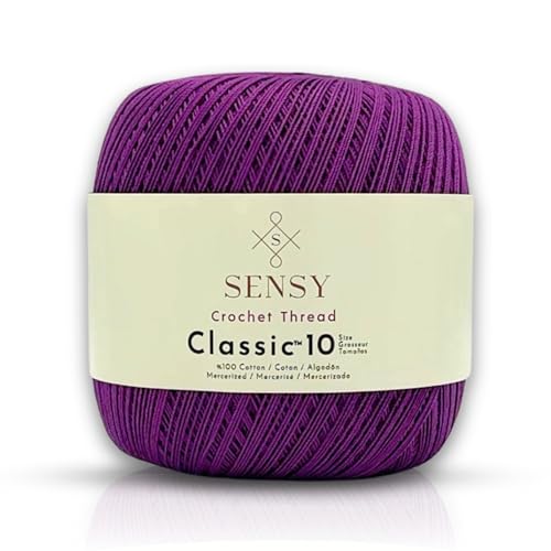 S Sensy Classic Size 10-Mercerized Giza Cotton #0 Lace Yarn Purple 618yds - color: Purple, size: 1 Skein