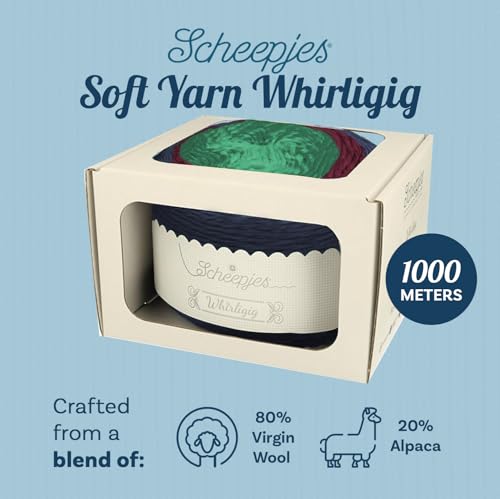 Scheepjes Whirligig Gradient Yarn, 450g, 214 Sapphire to Jade, Wool/Alpaca - color: 214 Sapphire to Jade