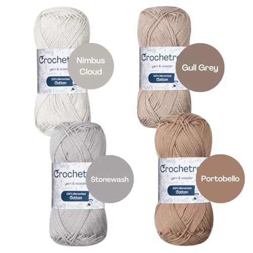 Premium Mercerized Cotton Yarn for Crochet & Knitting – Fingering Weight 4-Ply, 50g (1.76 oz) / 125 m (136 yds), High-Gloss, Anti-Splitting, Fade-Resistant Cotton (Moon Surface) - color: Moon Surface