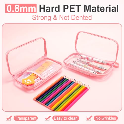 Sanwuta 4 Pcs Clear Hard Shell Zipper Case Plastic Case, Nude Pink - color: Nude Pink