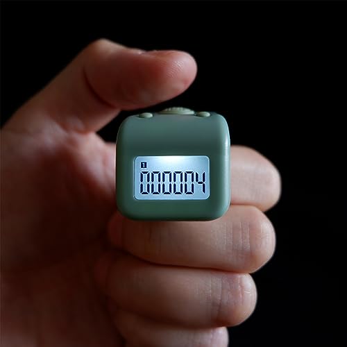 Rechargeable Finger Counter, IPX8 Waterproof Lap Counter, Silent 6 Channels Digital Tasbih Tally Clicker with LED for Prayer Swimming Knitting Gift - color: Black