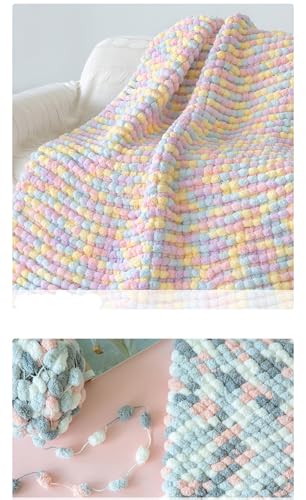 Jelly Bean Pom Bomb Yarn - 150g/Skein Super Bulky Polyester- 4 Balls Pomp-A-Doodle Yarn for Crochet Knitting Handcraft Mat Pet Nest 600g (4, Macaron) - color: Macaron