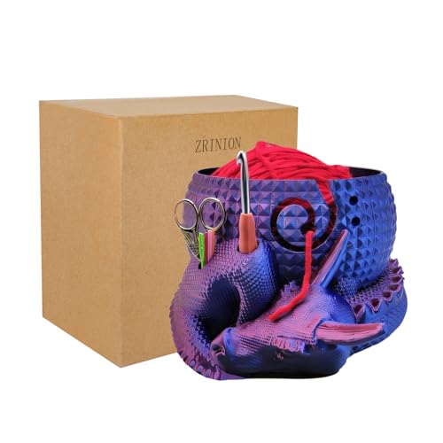 Fantasy Dragon and Egg Large Yarn Bowl for Crocheting Funny,Crochet Bowls for Yarn,Yarn Bowl for Knitting,Yarn Holder for Crocheting,Perfect Gifts for the Knitter,8.66inch×7.09inch×4.92inch(Purple)