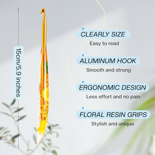6mm Crochet Hook, Ergonomic Crochet Hook with Floral Resin Grips | Stylish and Unique Knitting Needles ,Crochet Needles for Beginners, Arthritic Hands and Professional - size: 6.0mm