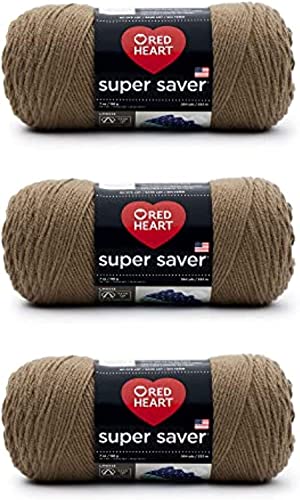 Red Heart Super Saver Yarn for Crocheting & Knitting, Café Latte, 3-Pack - color: Café Latte, size: 3-Pack