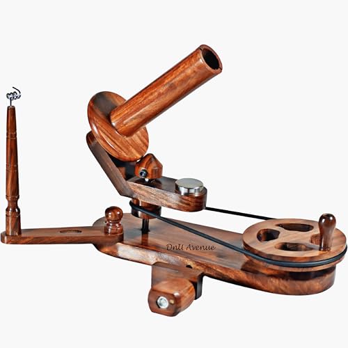 DnU Avenue Wooden Yarn Ball Winder Set with Yarn Swift and Bowl – Handcrafted Wood Wool Winder for Knitting Crochet – Premium Manual Yarn Winder for Home Use – Brown - color: Winder, Swift & Bowl