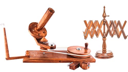 WARESHIRE Yarn Swift and Ball Winder Combo Wooden Handmade Hand Operated | Natural Yarn Ball Winder Large Center Pull Cake with Tabletop Umbrella Yarn Swift Wool String Yarn Skein Holder (Antique BW) - color: Antique BW