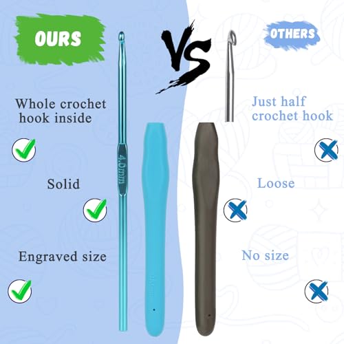 Coopay Crochet Hooks Set-Ergonomic Soft Grip Metal Crochet Needle (2mm-6mm) | Crochet Hook for Arthritic Hands, Crochet Accessories with Stitch Marker-Best DIY Craft Gift for Beginners Mother Girls - color: Ergonomic Metal Hook Set