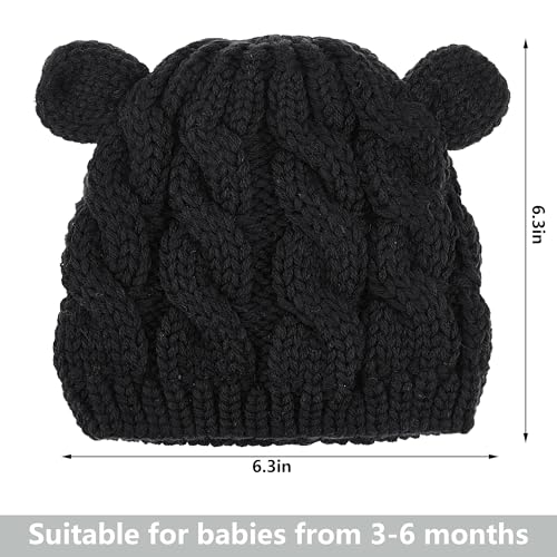 Baby Winter Hat Mittens Set Knitted Beanie Gloves for Baby Girls Boys Newborn Infant Toddler Autumn Winter - color: Black