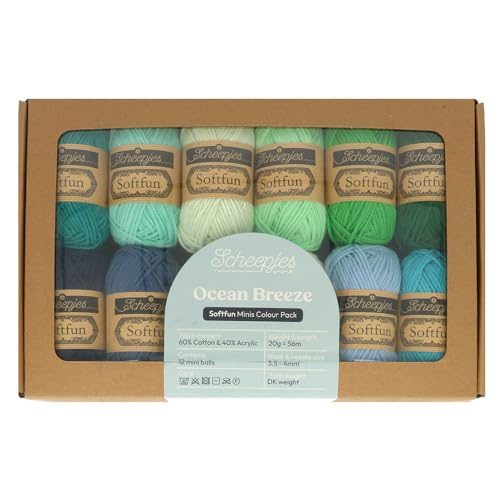 Scheepjes Softfun Color Pack, 12x20g, Ocean Breeze, Cotton-Acrylic Blend - color: Ocean Breeze