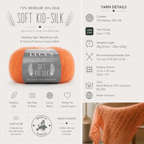 Soft Kid Mohair & Silk Yarn for Knitting & Crochet, Set of 5 Yarns, 75% Mohair 25% Silk, 25g(0.9oz) - 210m (230y), Fluffy Soft Yarn - color: Berry Jam (20), size: 5 Units