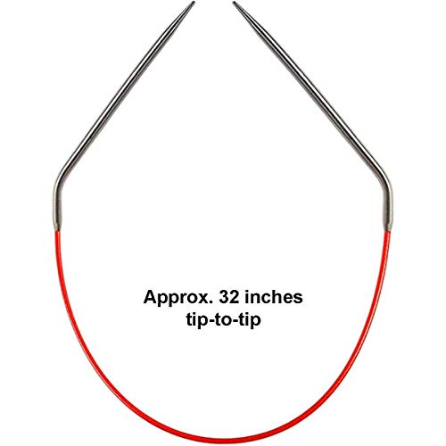 ChiaoGoo Knit Red 32-Inch, US 2 (2.75mm) Circular Knitting Needle | Surgical Stainless Steel, Semi-Sharp Tips, Memory-Free Steel Cable, Smooth Metal Joins, Easy-Glide, Stitch Holder - size: US 02 (2.75mm), 32 in. (80cm)