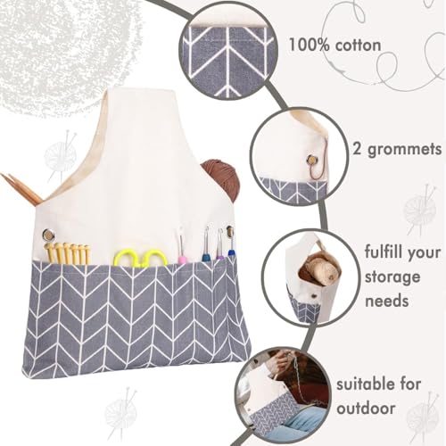 TOGETRUE Yarn Bag, Knitting Crochet Tote Bag, Yarn Storage Bag Organizer | Lightweight, Portable - color: Gray Arrow, size: Large