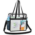 Clear Bag for Stadium Events 12×6×12 Clear Tote Bag | See Through Bag with Removable Shoulder Strap for Concert,Sport,Festival - color: Black, style: Upgrade Main Pocket