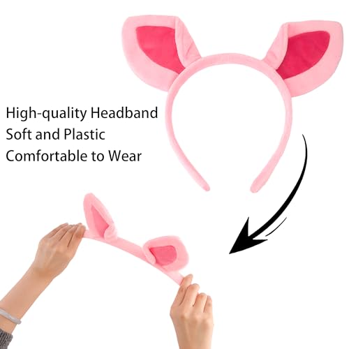 Chanaco Pig Ears Headband and Nose Set Pink Costume Adult Women Halloween Animal Costumes Cosplay Accessories Party Decorations Gifts