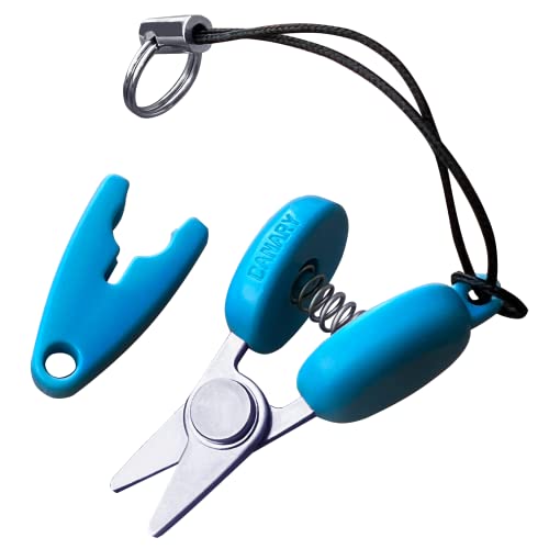 CANARY Mini Travel Scissors 1.3" - TSA Approved Portable Tiny Scissors for Yarn, Sewing, Paper - Micro Keychain Snips with Safety Cap, Japanese Stainless Steel Blade, Made in Japan, Blue - color: Blue