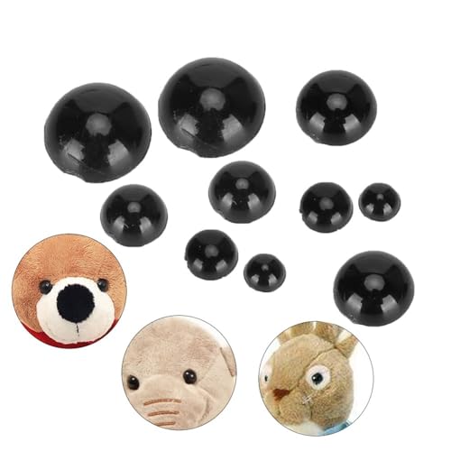 MOPFOL 500pcs Black Plastic Safety Eyes - Flat Bottom Domed Buttons for Doll Making, DIY Crafting & Sewing Accessories(L) - size: L
