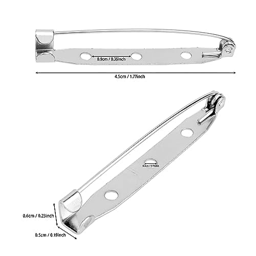 50 Pcs Silver Bar Pins, Safety Pins - Secure Back Clasp - Reliable Brooch Pins for Various Uses Locking Pins Backs Safety Clasp Brooch (45MM, Silver) - size: 45MM
