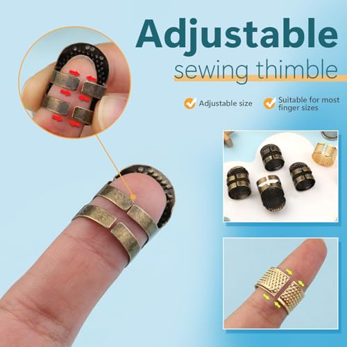 ZMAAGG Thimbles for Hand Sewing, 8 PCS Sewing Thimble, Metal Thimble | Thimbles for Hand Embroidery, Thimbles for Hand Quilting, Leather Thimble for Sewing, Embroidery - size: Basic Version