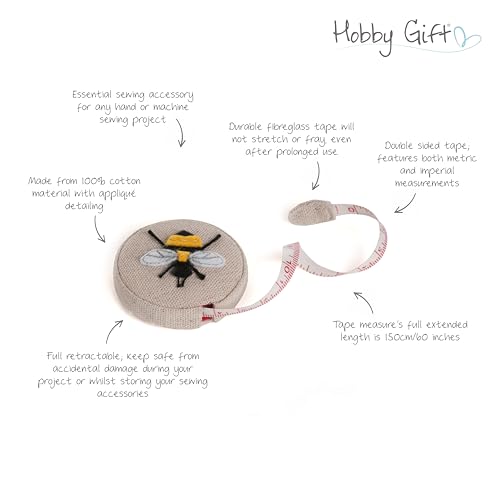 Hobby Gift Retractable Tape Measure, Fabric Covered Flexible Sewing Measuring Tape for Dressmaking, Tailoring, Quilting and Crafts