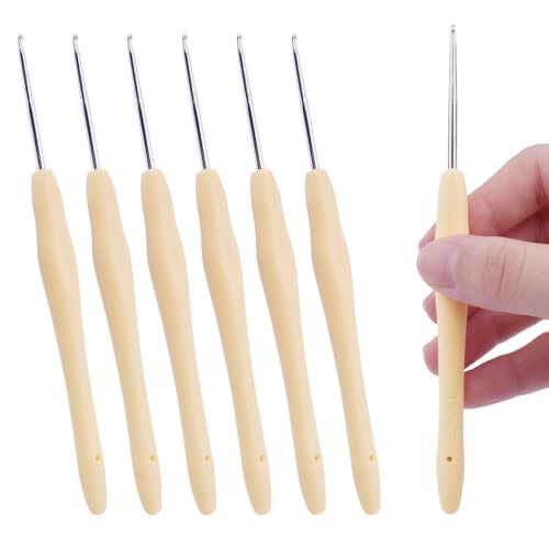 Hobekoee 6pcs Small Size Crochet Hooks,1.5mm Micro Crochet Needles | Steel Lace Crochet Hooks,Ergonomic Crochet Hook Grip for Arthritis And Beginners,Mini Size - size: 1.5mm