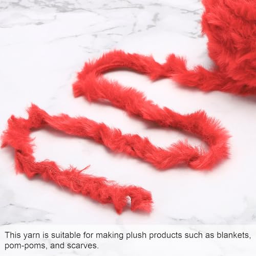 PATIKIL 70 Yards Faux Fur Yarn, 2 Skeins Fuzzy Yarn Crochet Fluffy Soft Chunky Polyester Plush Fur Eyelash for Crocheting Knit Blanket Rug Sweater Scarf Hat Bear Craft, Burgundy - color: Burgundy, size: 70 Yards